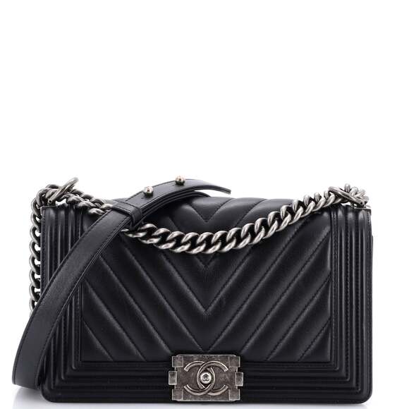 Chanel Handbags - Chanel Boy Flap Bag Chevron Calfskin #260991C42B